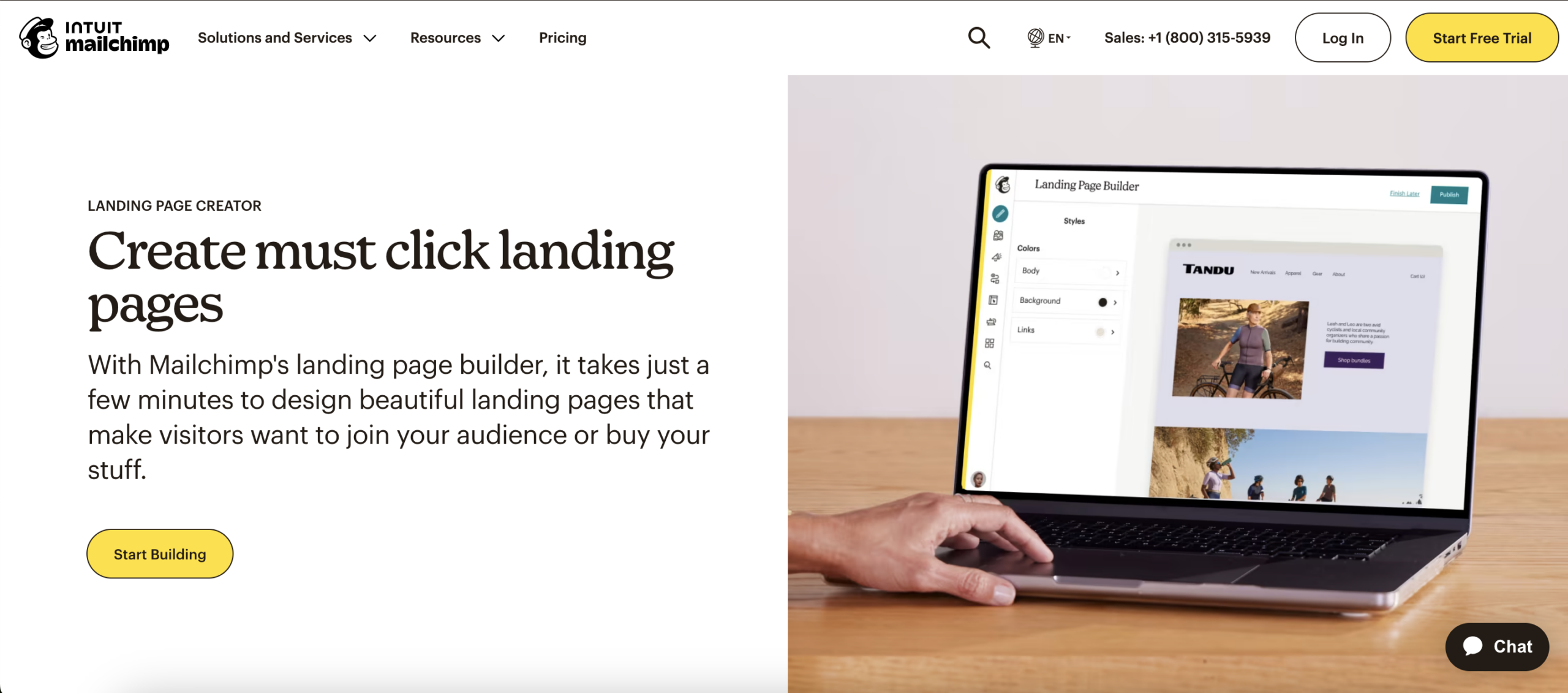 Mailchimp landing page builder