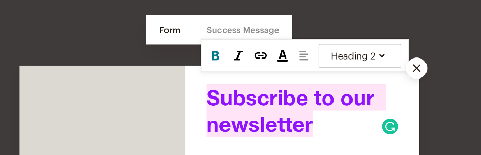 Mailchimp popup customization options