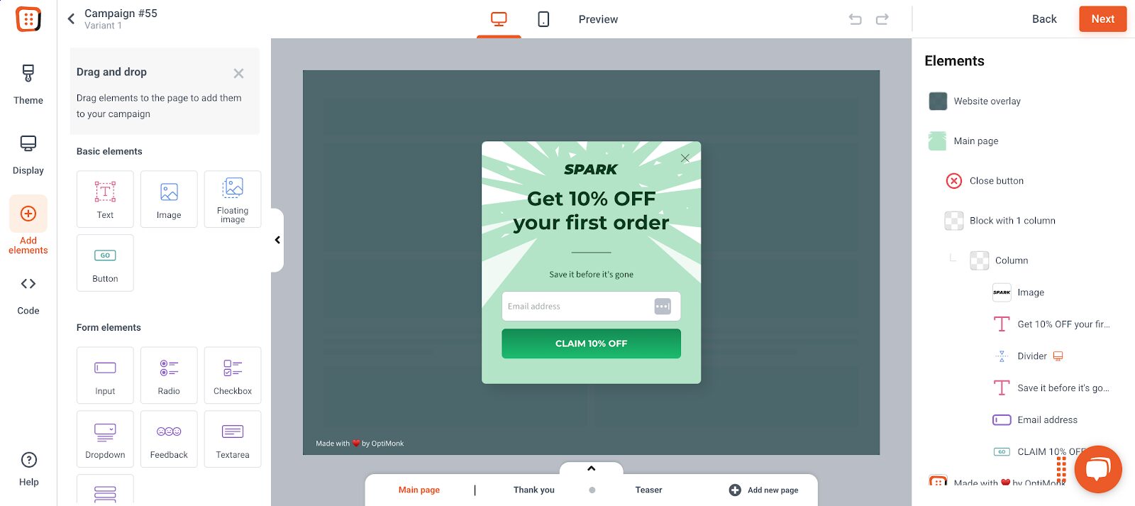 Even in the free plan you can edit your popups to your liking.