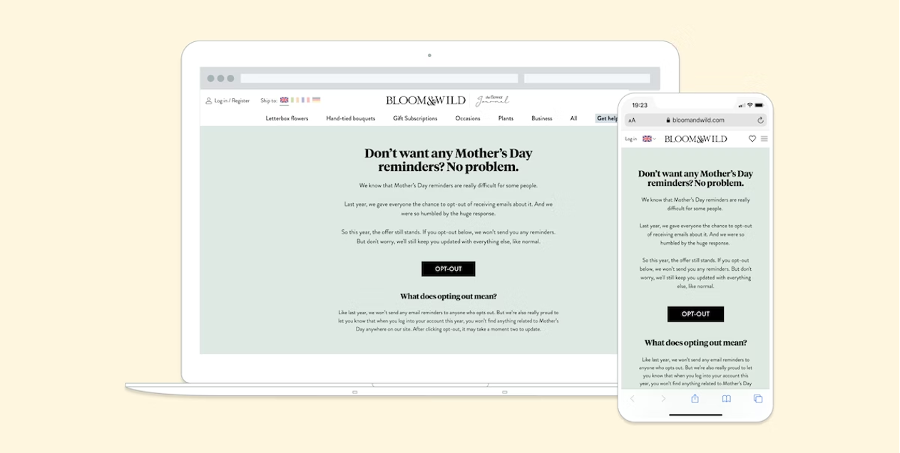 Bloom&Wild had an unorthodox method by promoting their Mother's day sales.