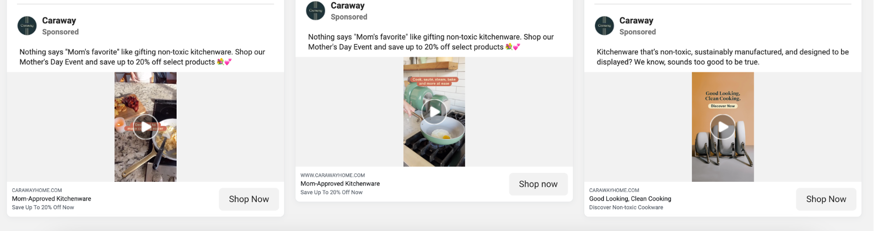 Caraway's Mother's day campaign on Facebook