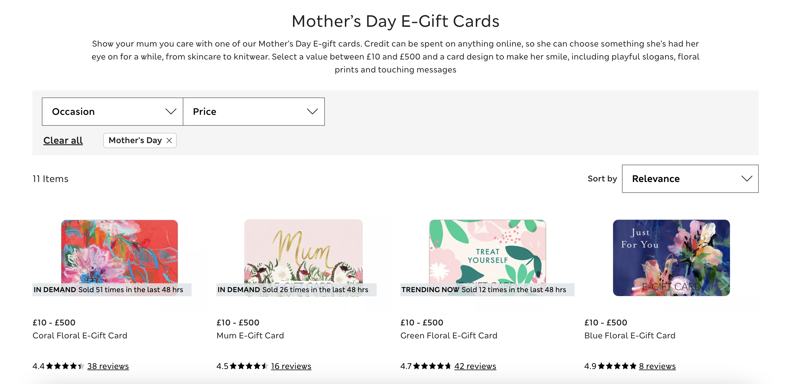 Promote your gift cards on a separated gifts page