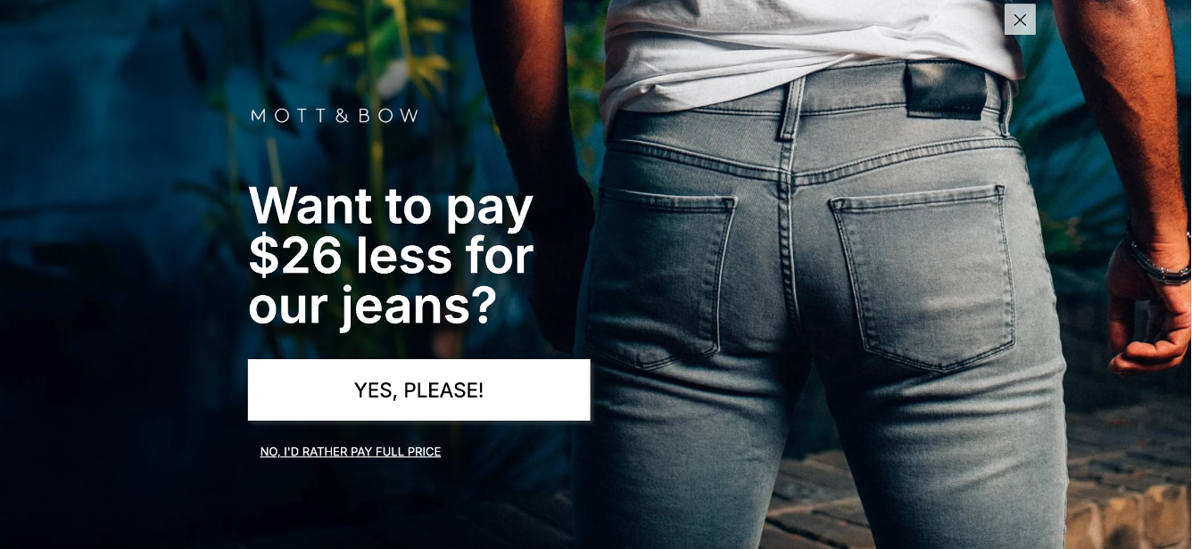 Mott & Bow personalized fullscreen popup