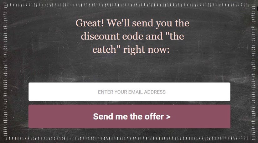 BootCuffsSocks’ multi-step form starting with a yes/no question, then asking for an email sign-up, and finishing with a thank-you popup that delivers a discount code."