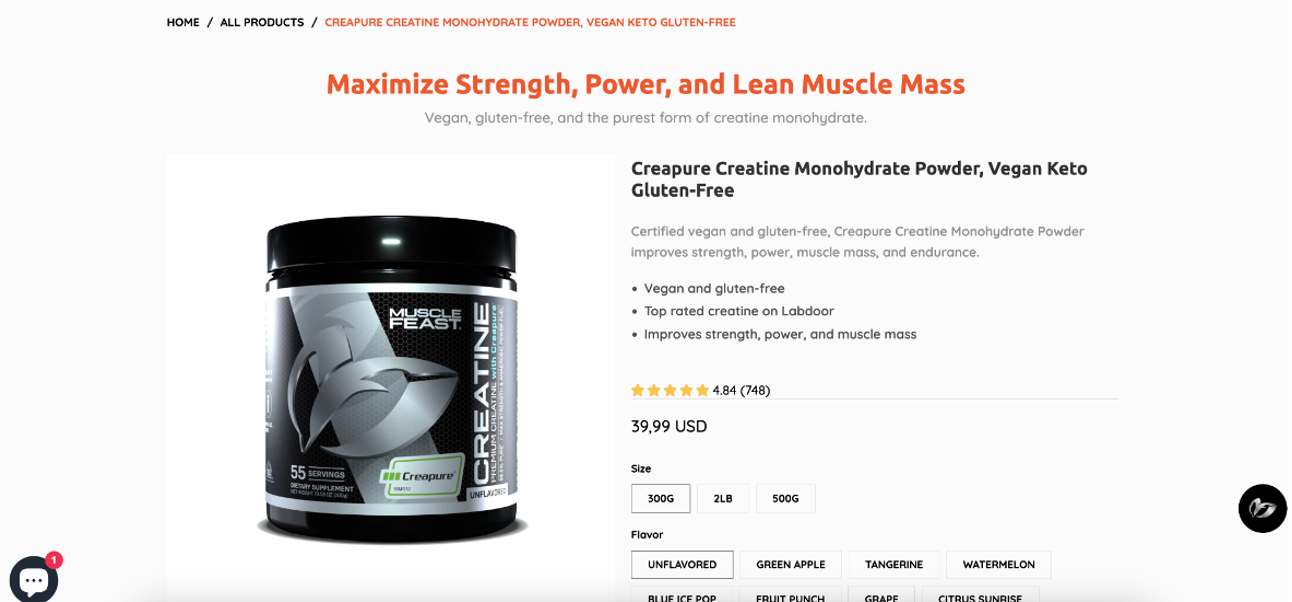 Muscle Feast product page