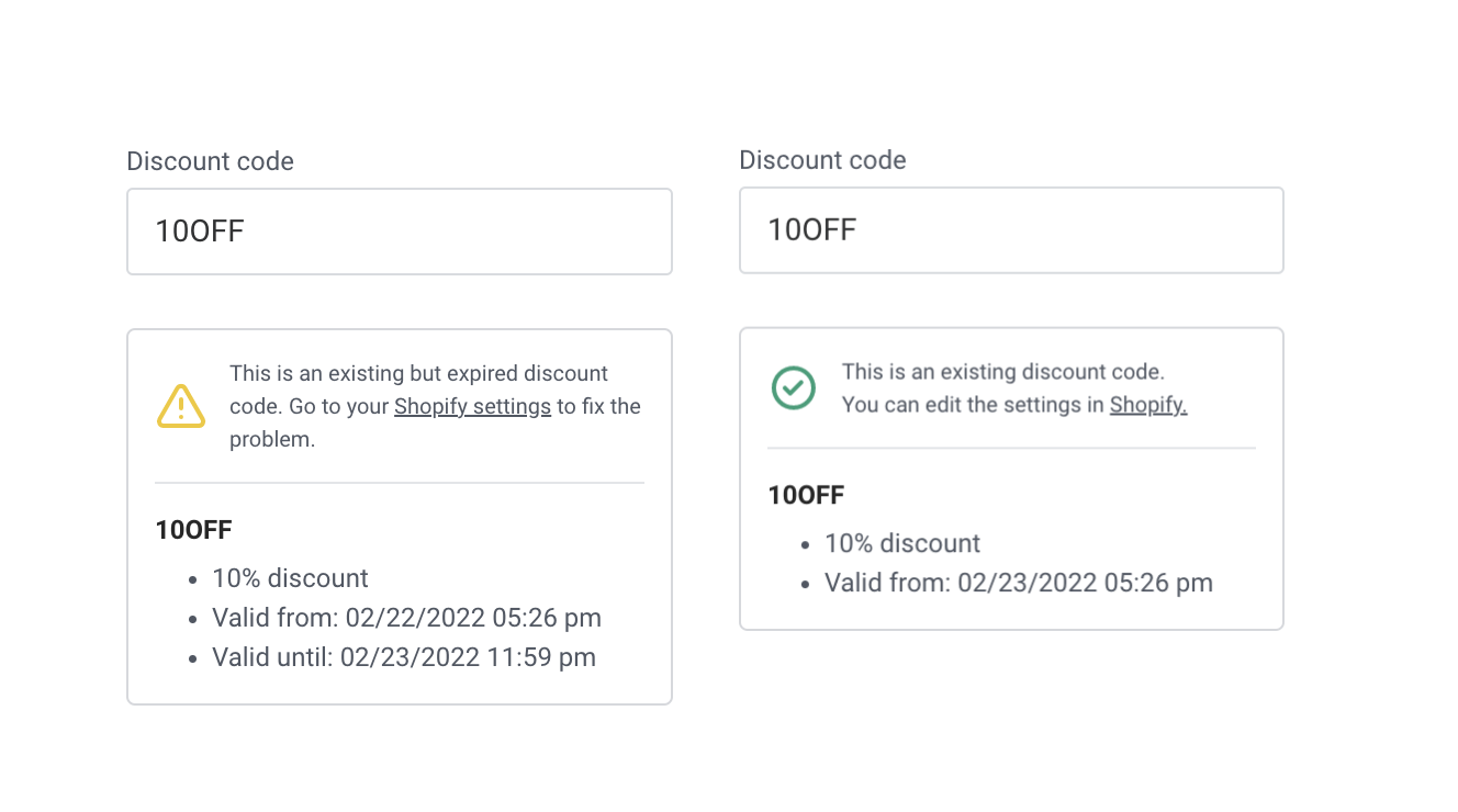 new discount info fields