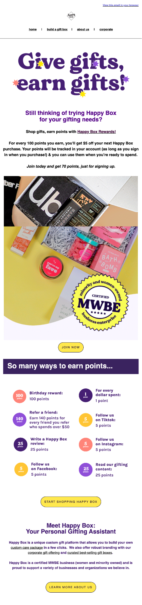 Happy Box promotes their loyalty program
