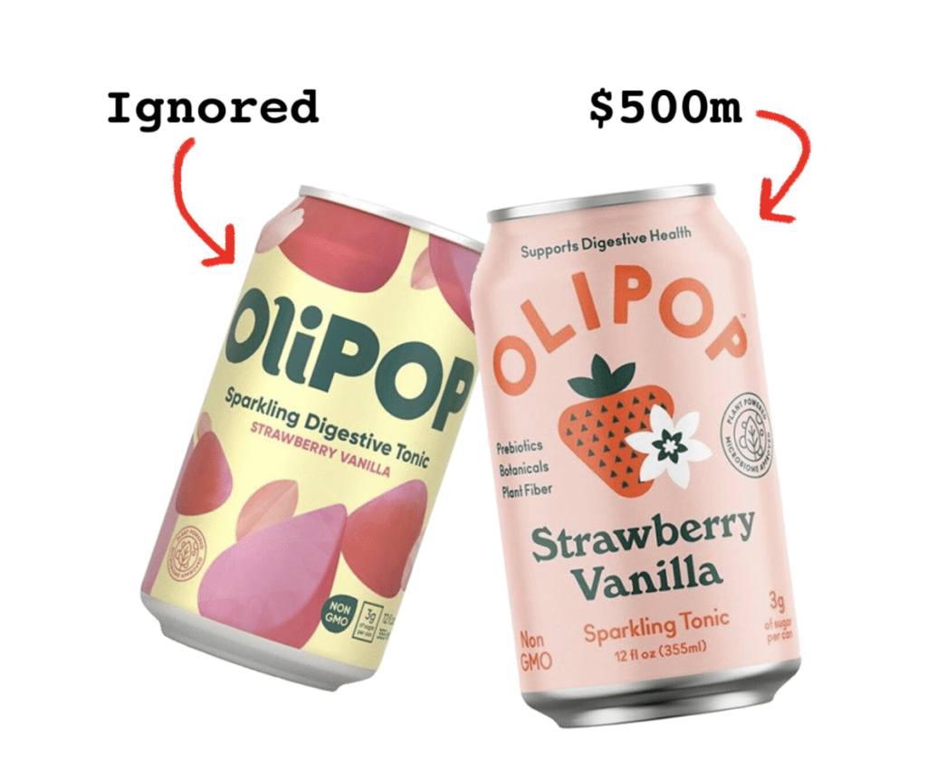 Olipop before and after rebranding