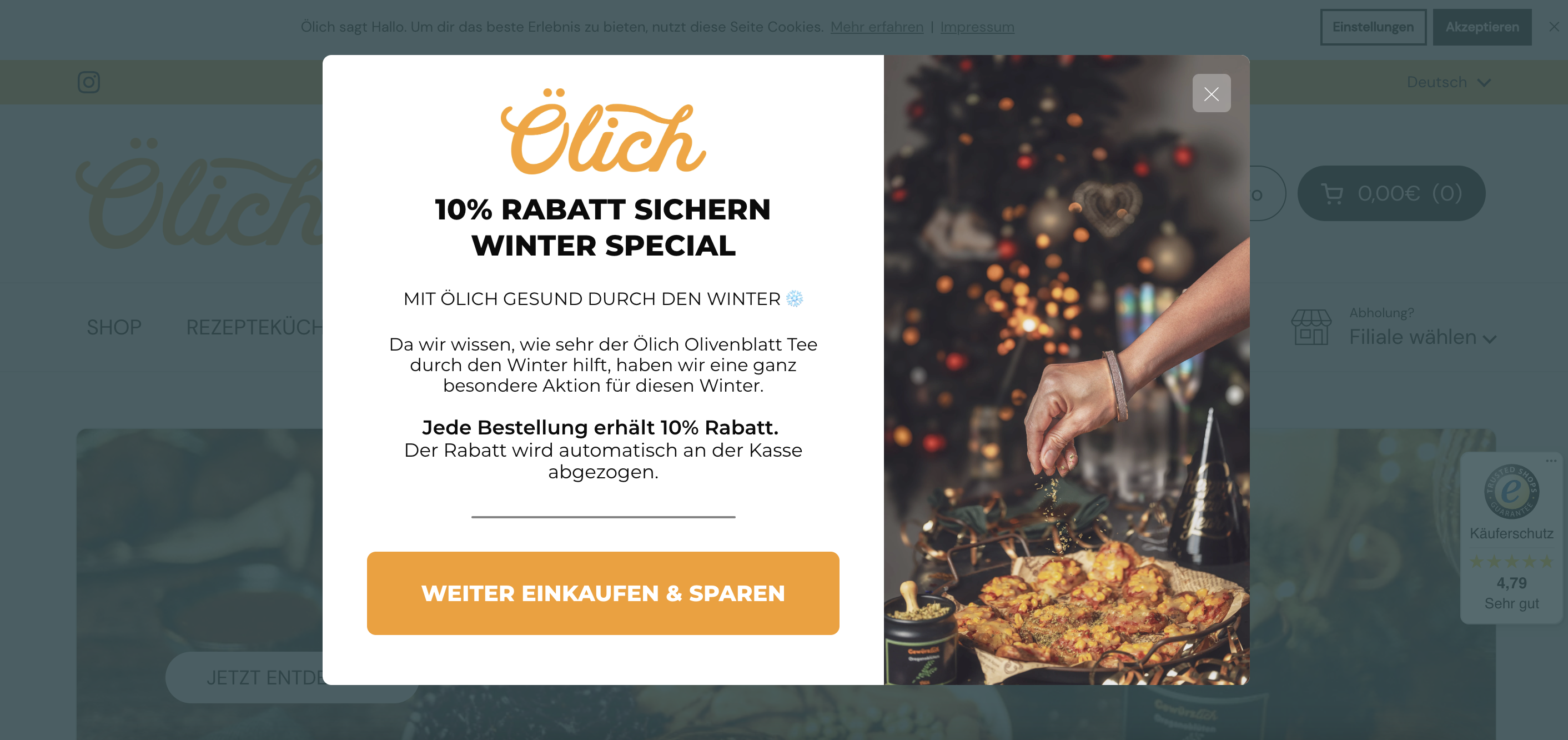Ölich Olivenöl's seasonal pop-ups using an attractive photo