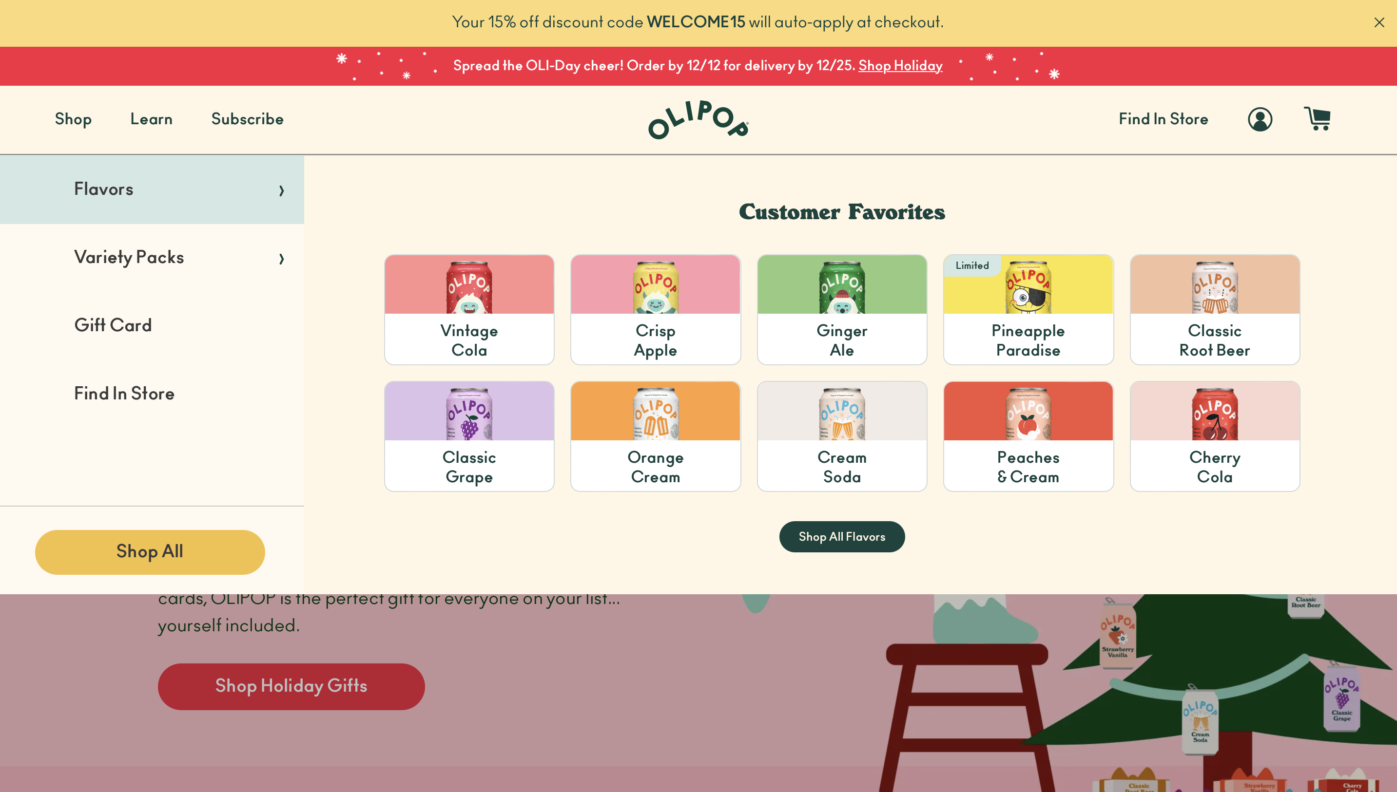 Olipop's colorful website