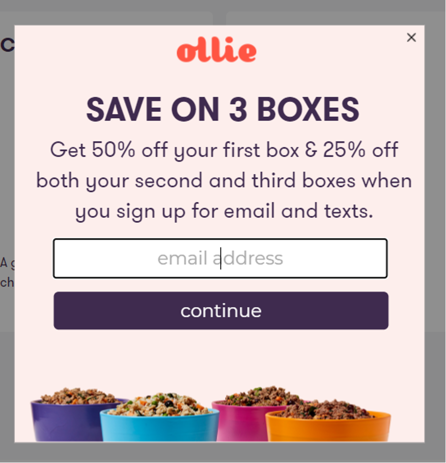 Ollie email popup examples