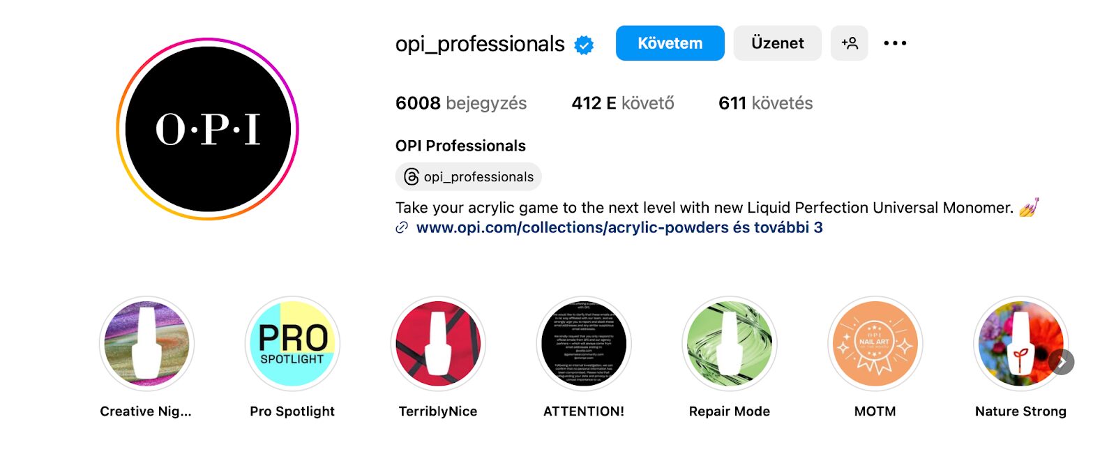 OPI instagram page