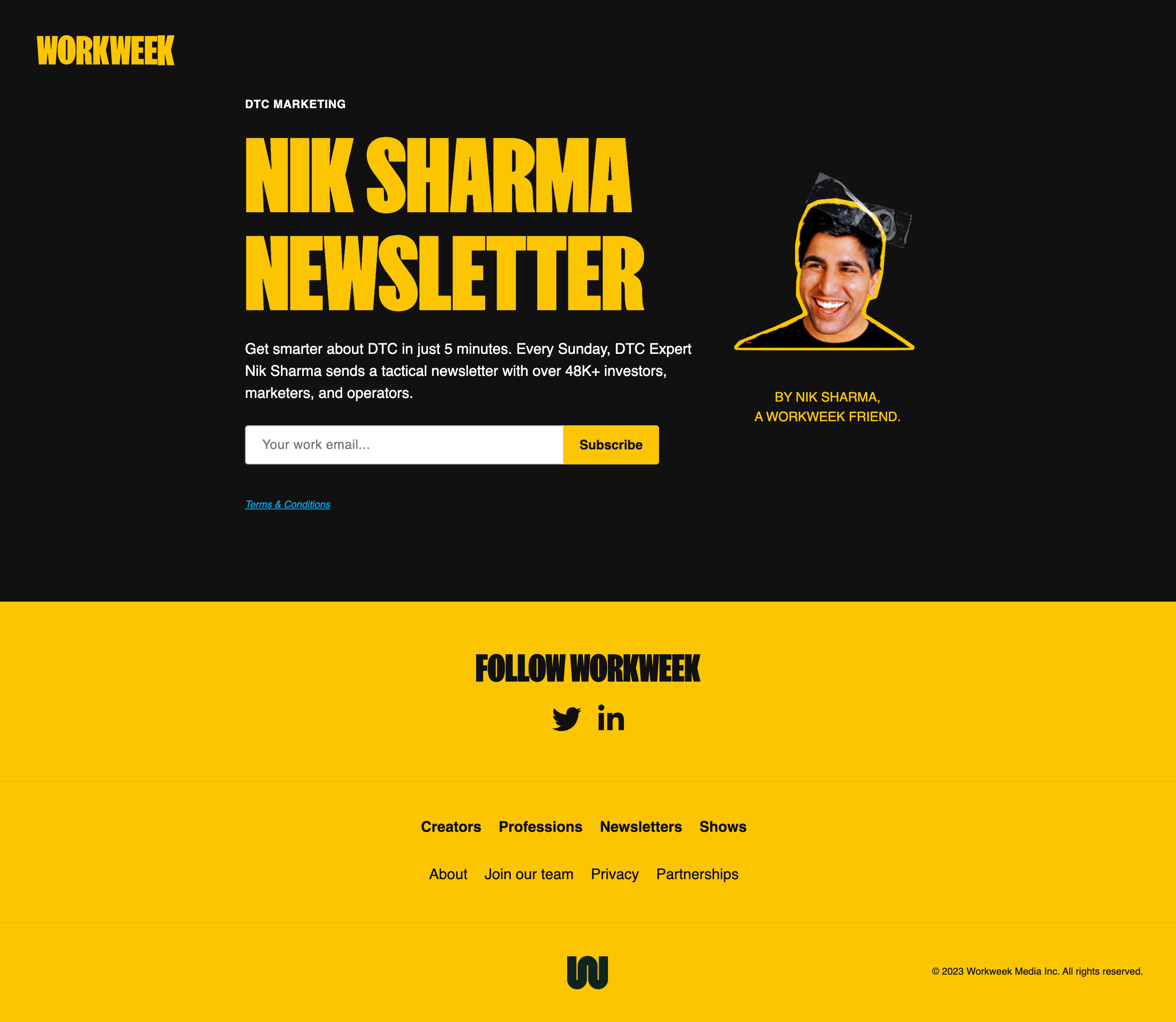 Nik Sharma offers downloadable content alongside subscription, to increase the opt in rates