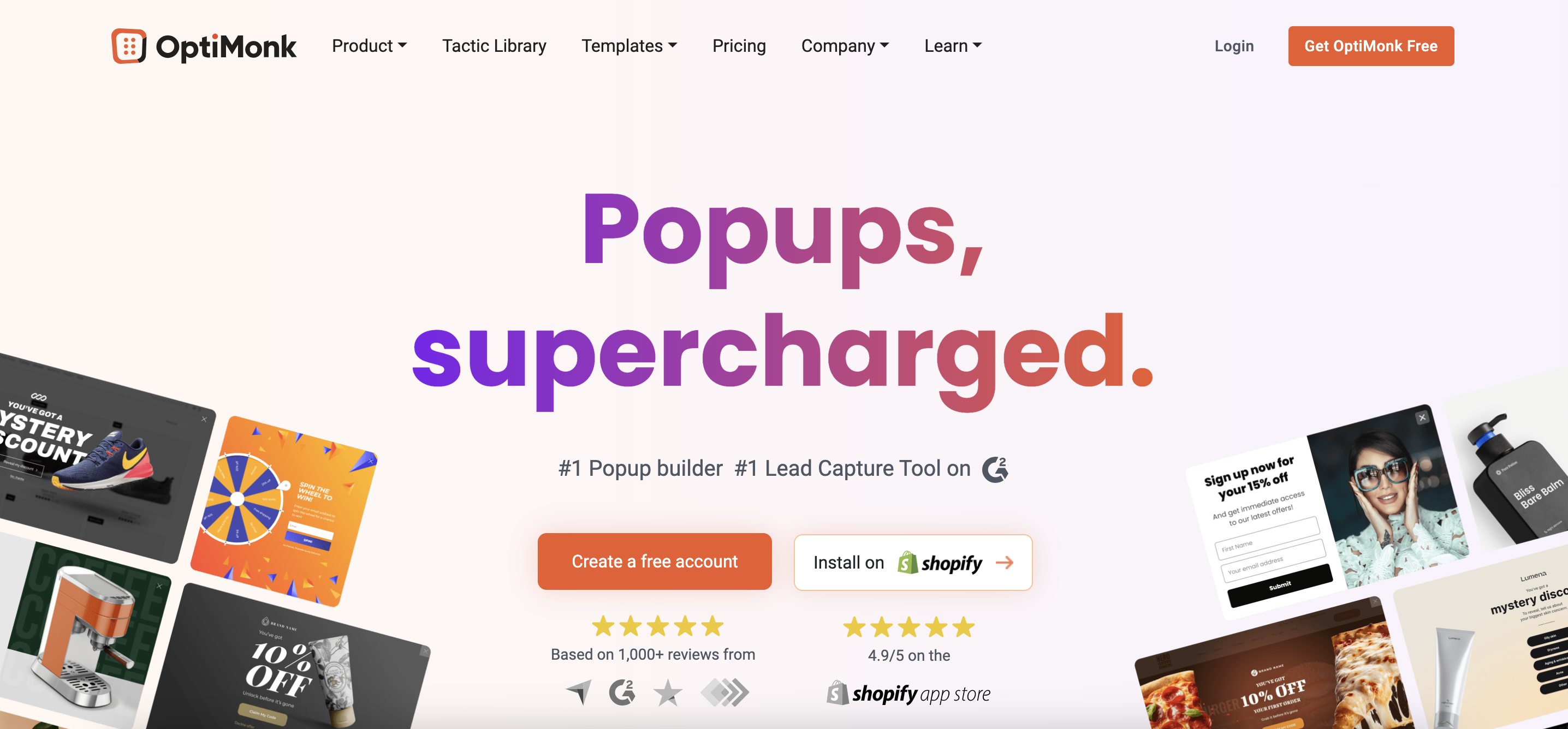 OptiMonk WordPress popup plugin free