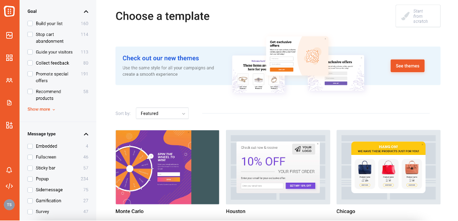 The best OptinMonster alternative, OptiMonk’s popup template library