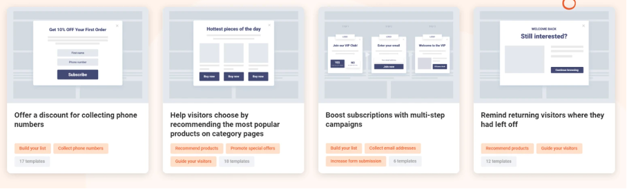 OptiMonk’s use cases are available in the free version