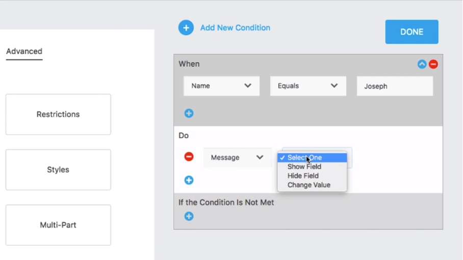 Ninja Popups Conditional Logic Controls