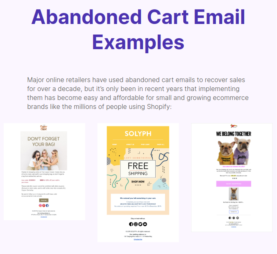 Some Privy cart abandonment email templates