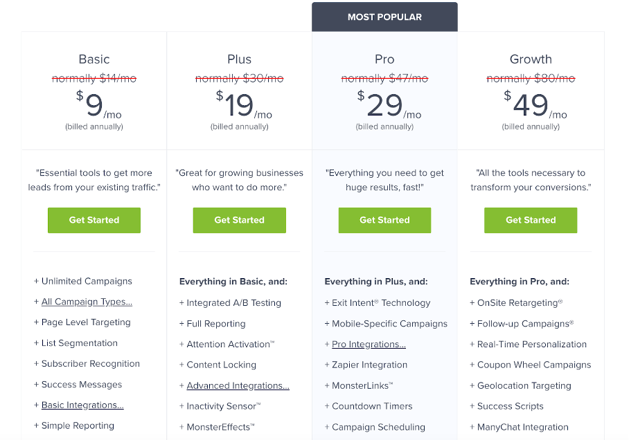 Sumome vs OptinMonster vs OptiMonk: Which One to Choose? optinmonster pricing - Sumome vs OptinMonster vs OptiMonk: Which One to Choose?