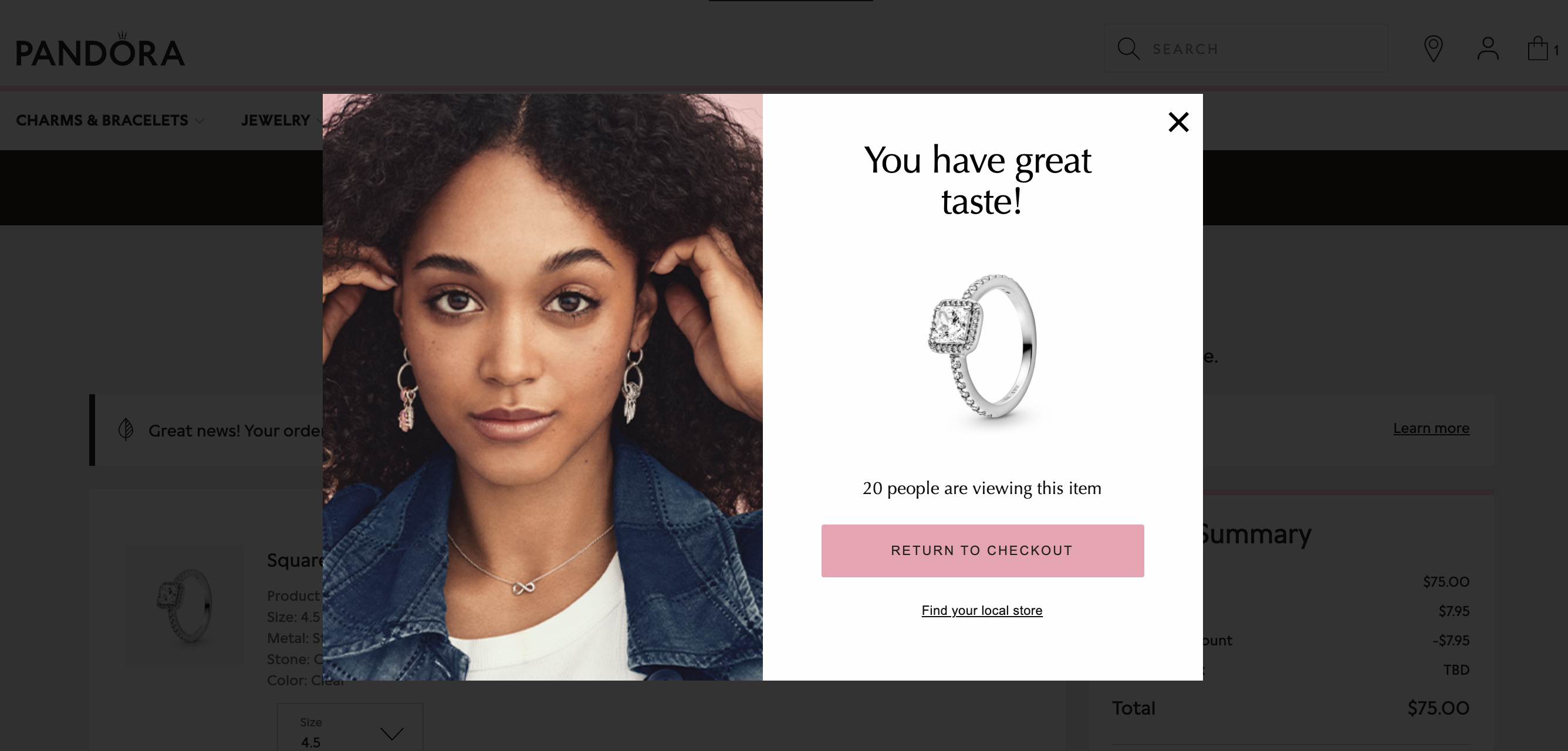 Pandora's pop-up is a great example of lightbox popups