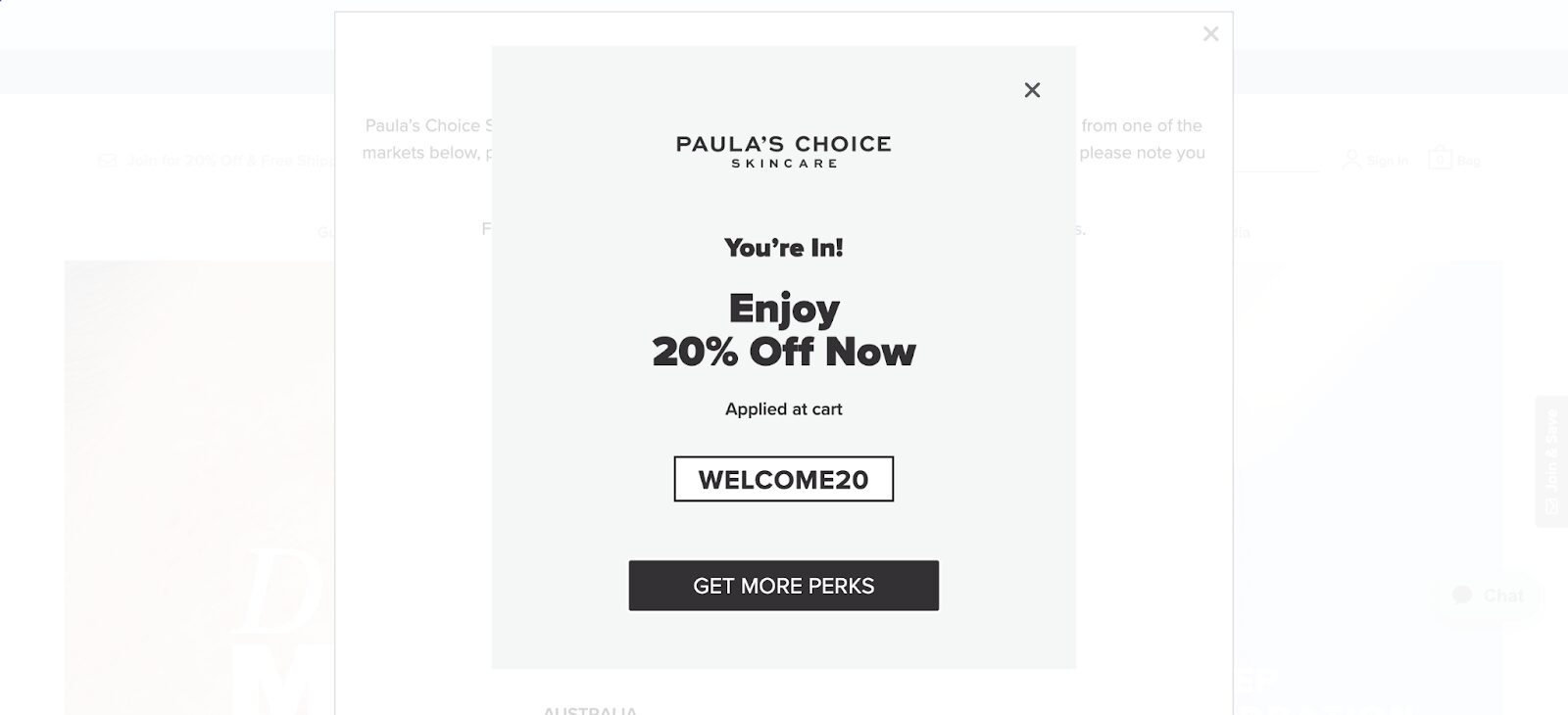 Welcome popup