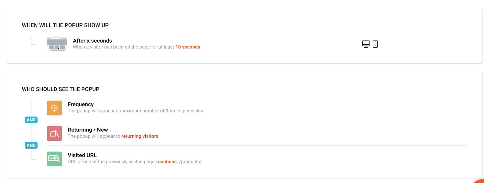 Settings in OptiMonk