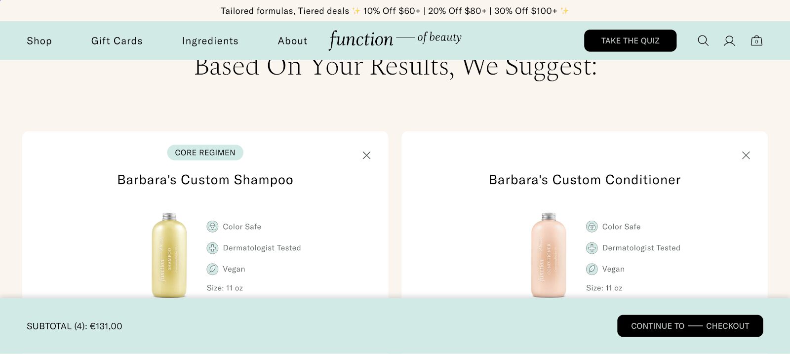 Function of Beauty enhance customer engagement with product customization.