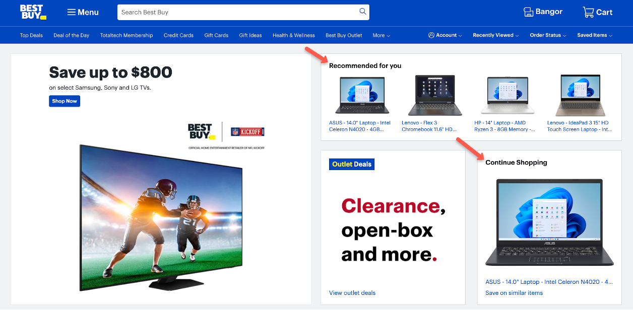 Best Buy website personalization