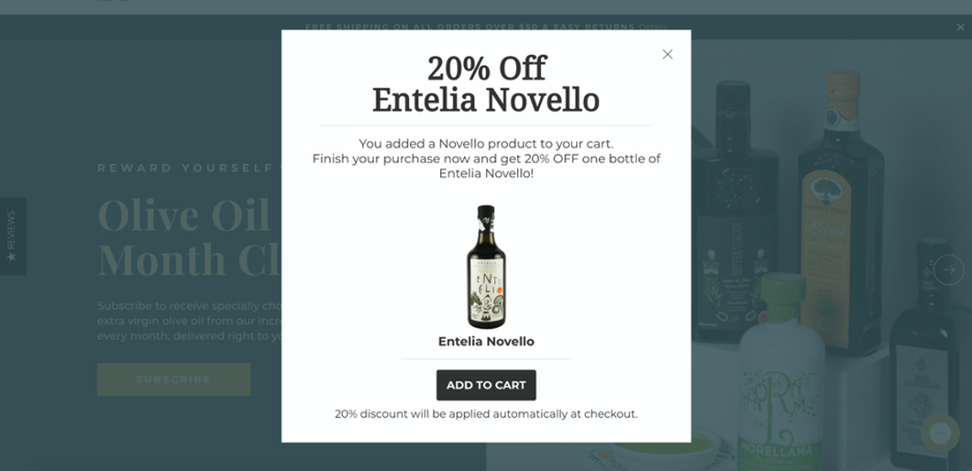 OliveOilLovers ecommerce personalization example