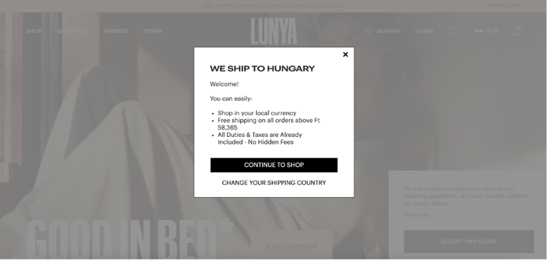 Lunya ecommerce personalization example