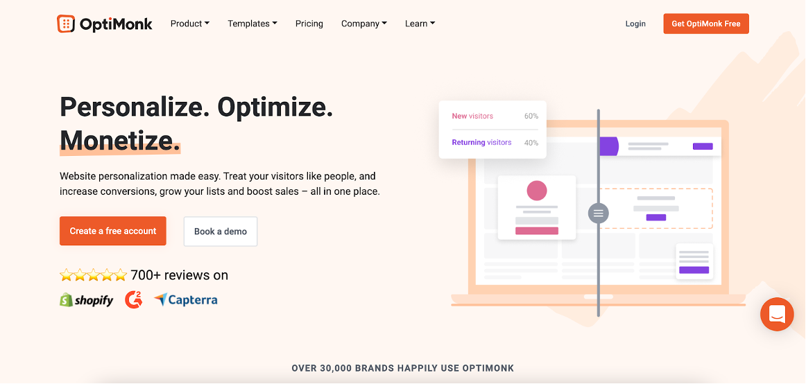 OptiMonk is one of the best website personalization tools