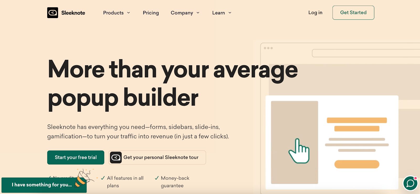 Sleeknote’s non-intrusive popup form offering personalized product recommendations for better results on an ecommerce website