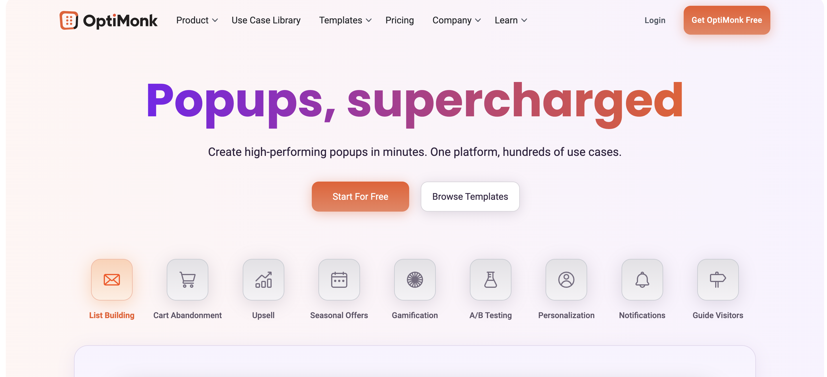 OptiMonk popup tool