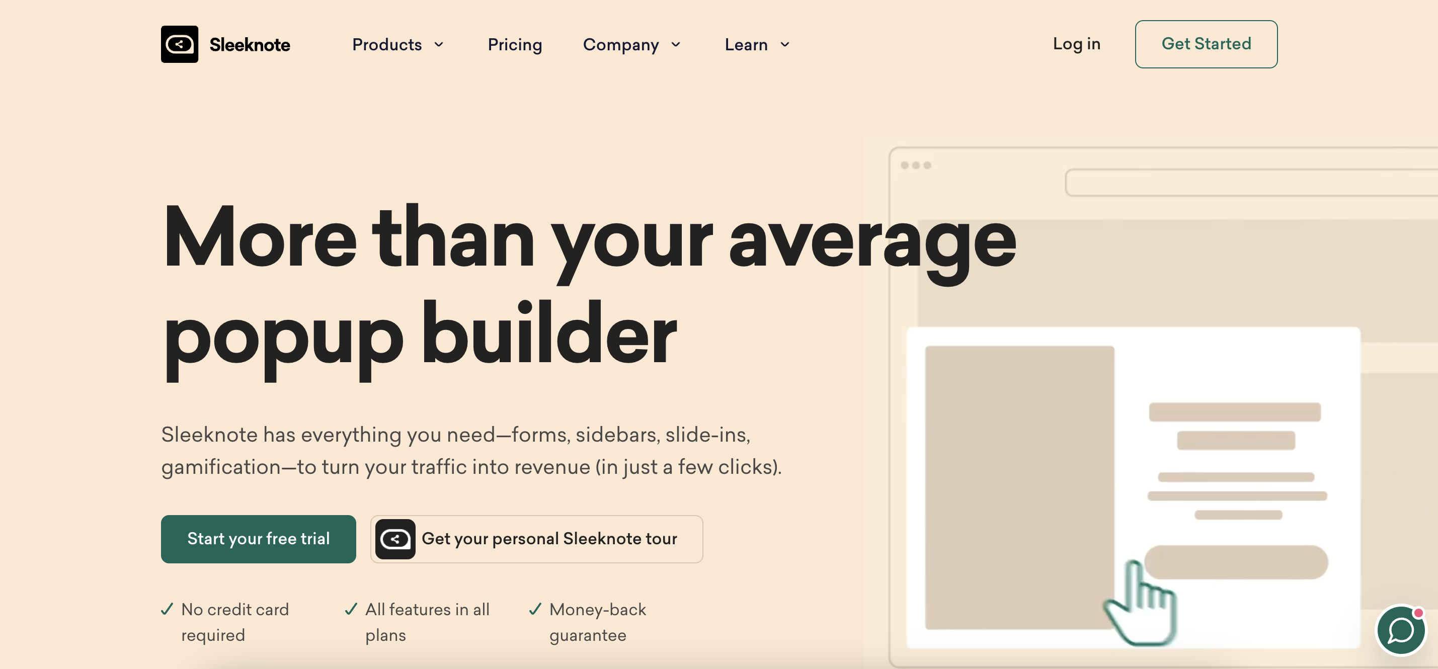 Sleeknote popup tool