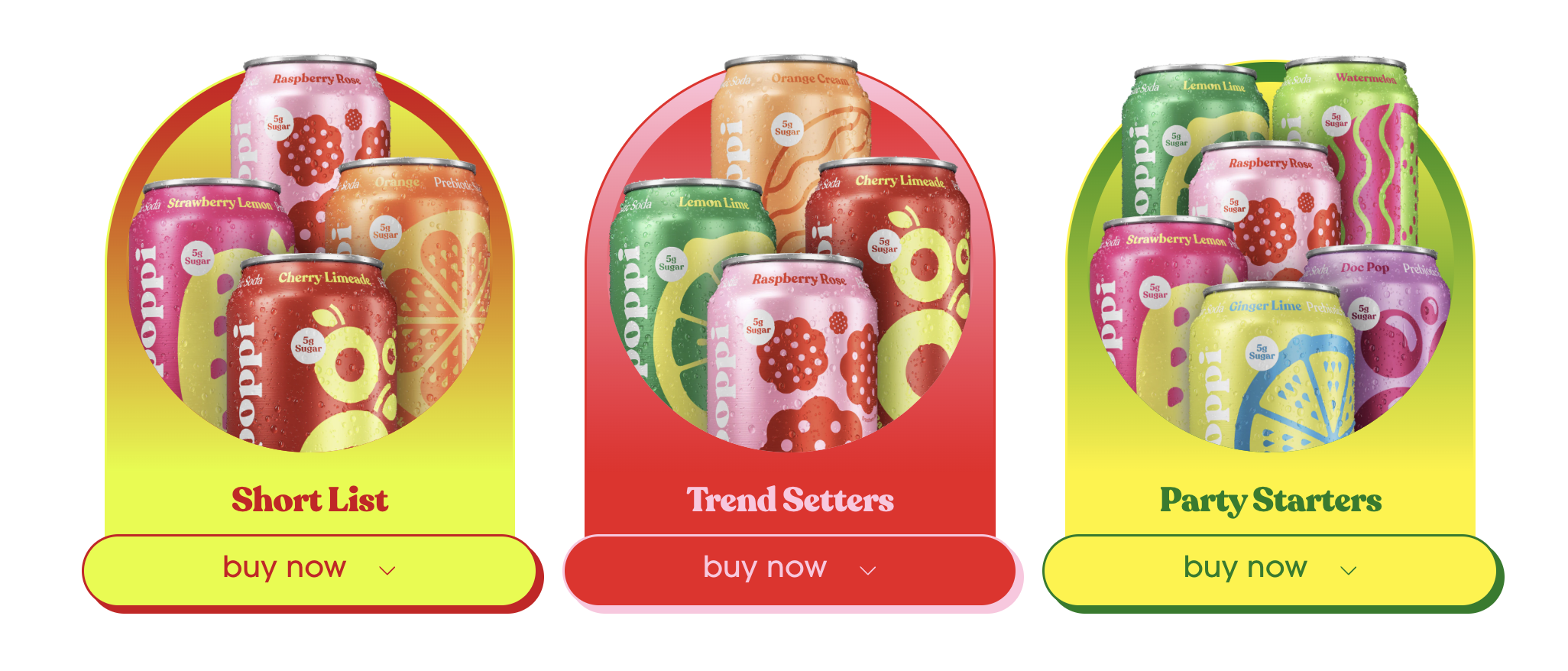 Poppi's bundles with names like “Party Starters” and “Trend Setters”