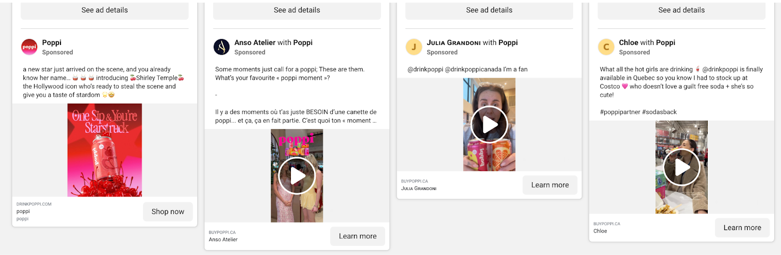 Poppi Meta ads / Facebook ads