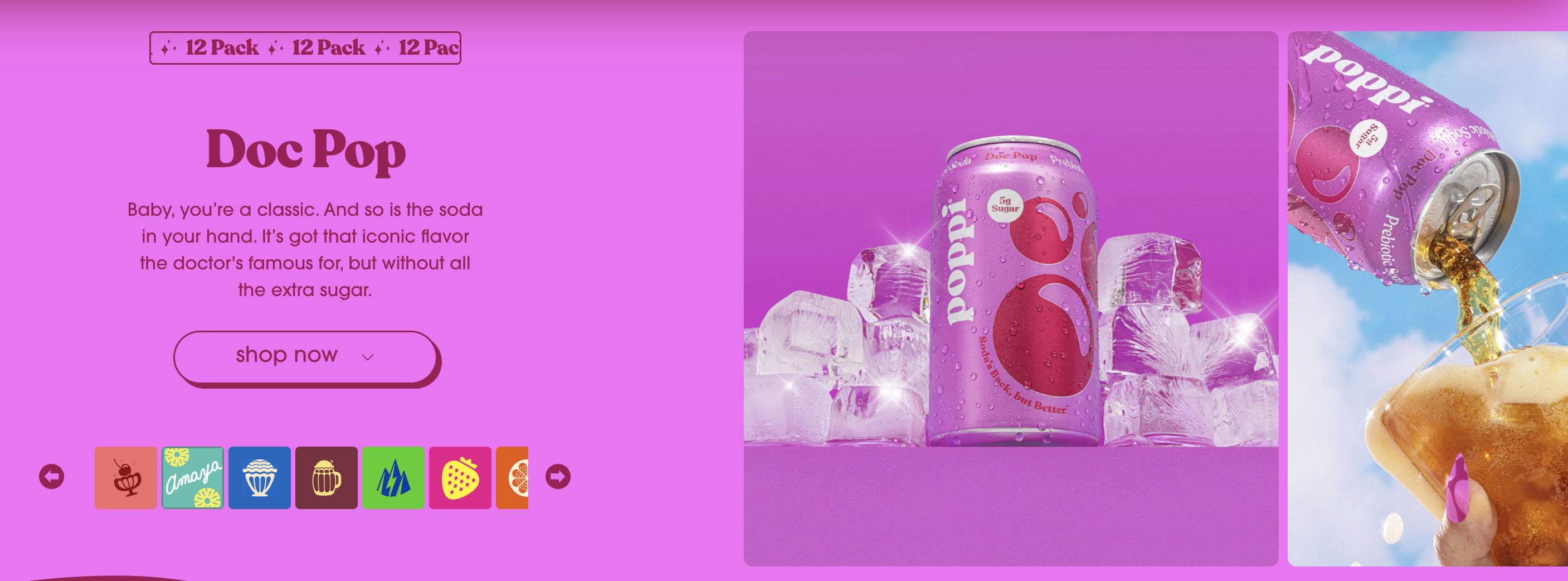 Poppi's product images make cans look ice-cold and premium