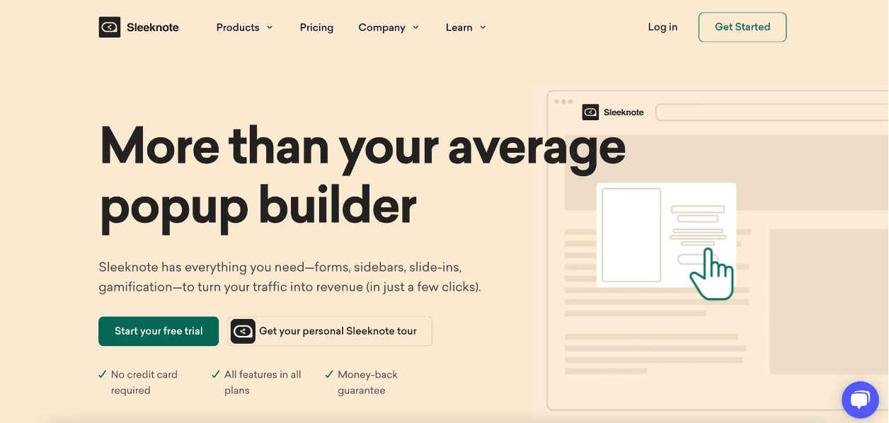 Create WordPress popups with Sleeknote's popup builder