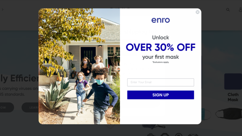 Enro popup design example