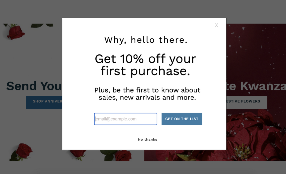 welcome popup example