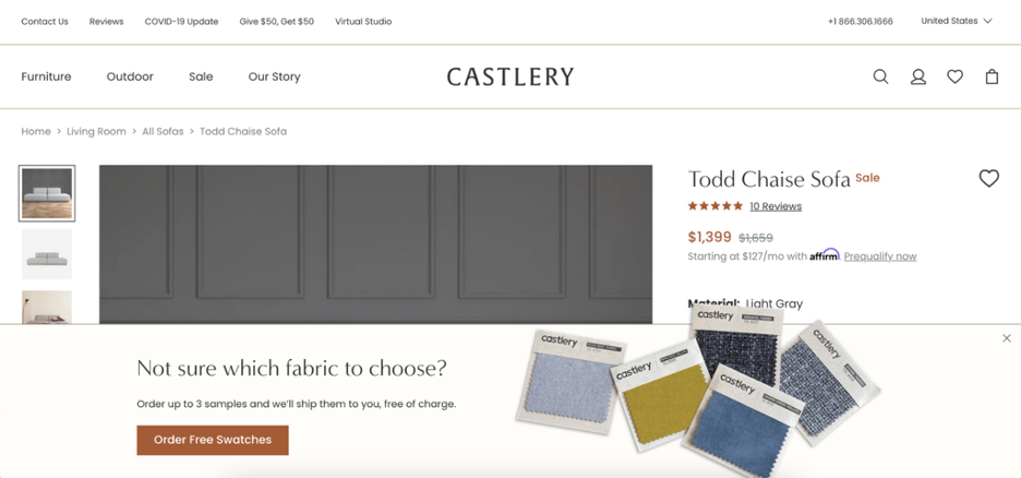 Castlery popup design example