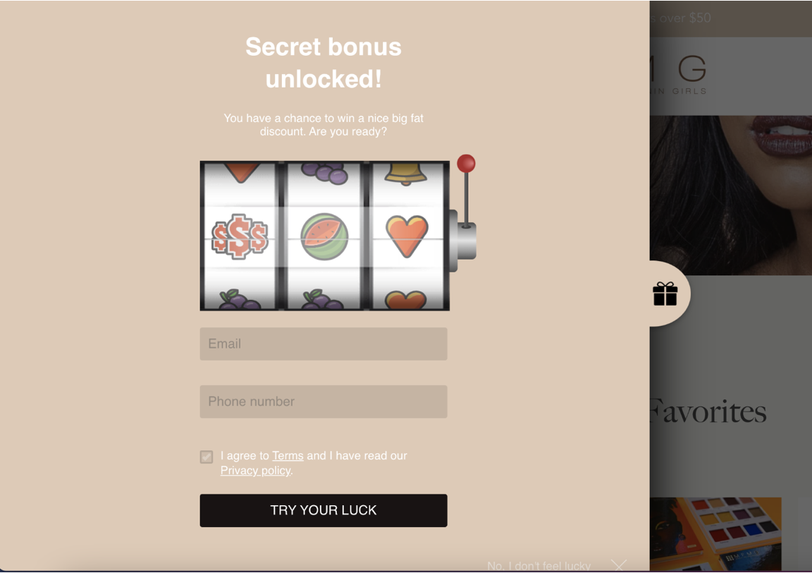 Use engaging CTA buttons like MFMG Cosmetics did.