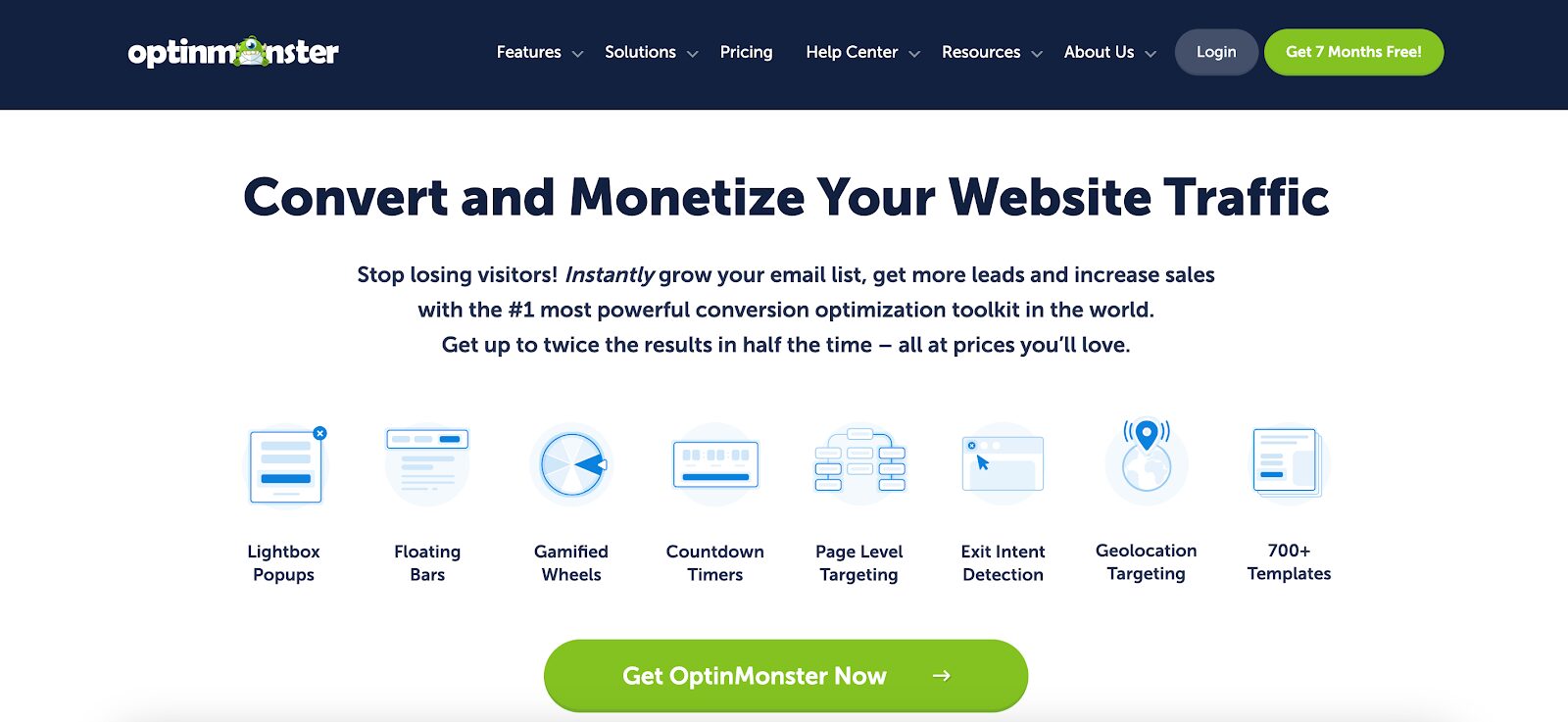 OptinMonster as an alternative to Popup Maker, offering multiple popup types, advanced targeting, and seamless integration options.