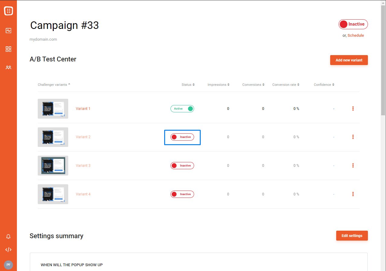 Find out if you are showing relevant content to your website traffic with A/B testing your popup.