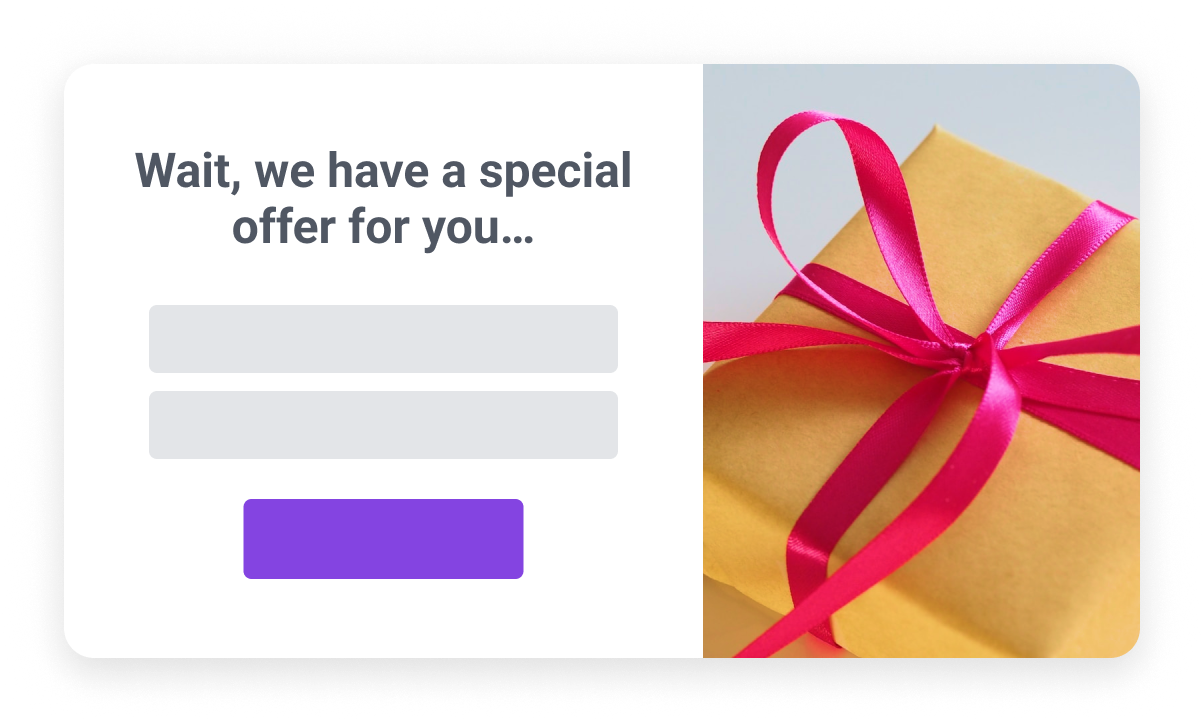 A special offer popup displayed based on user behavior