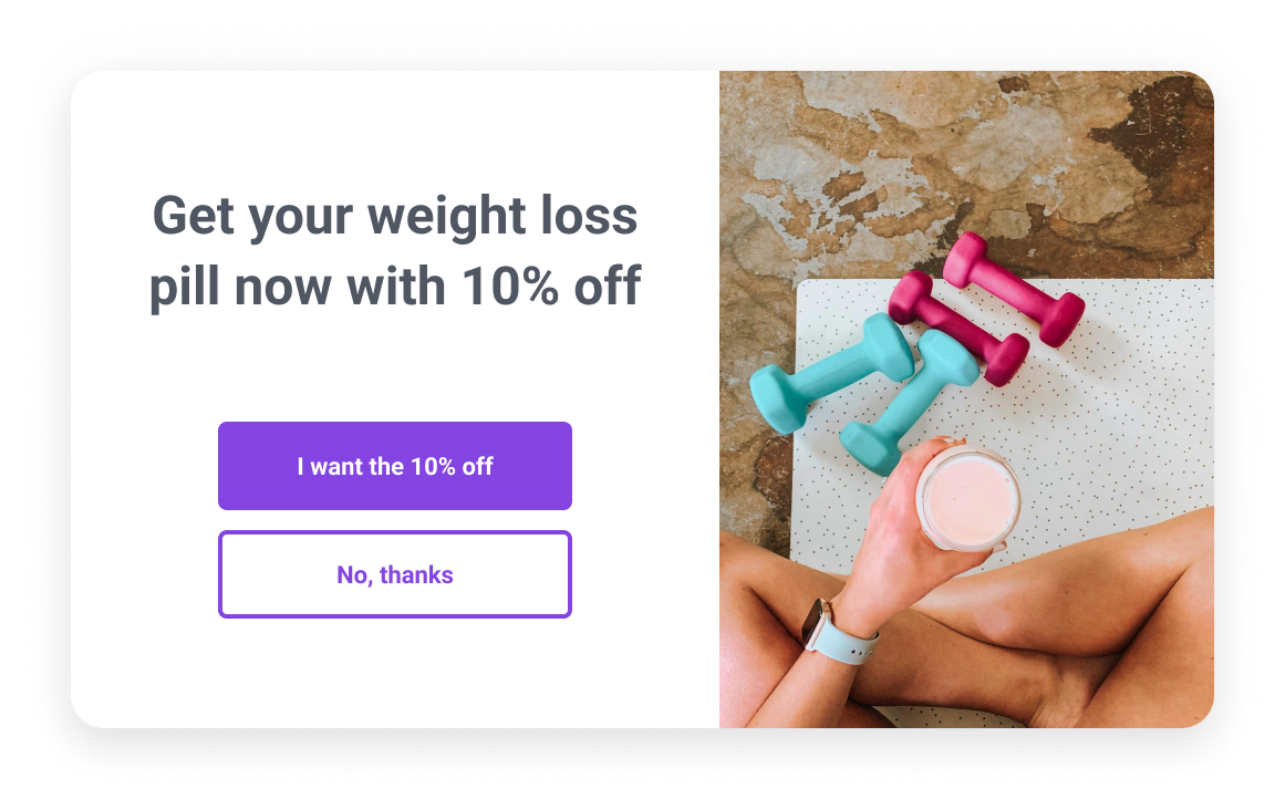 Popup personalization example