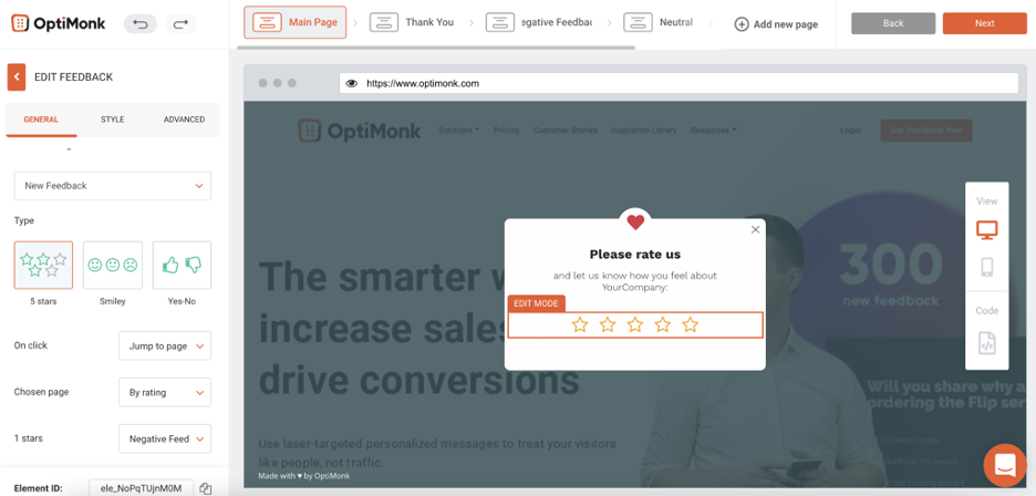 Create a website popup survey with OptiMonk