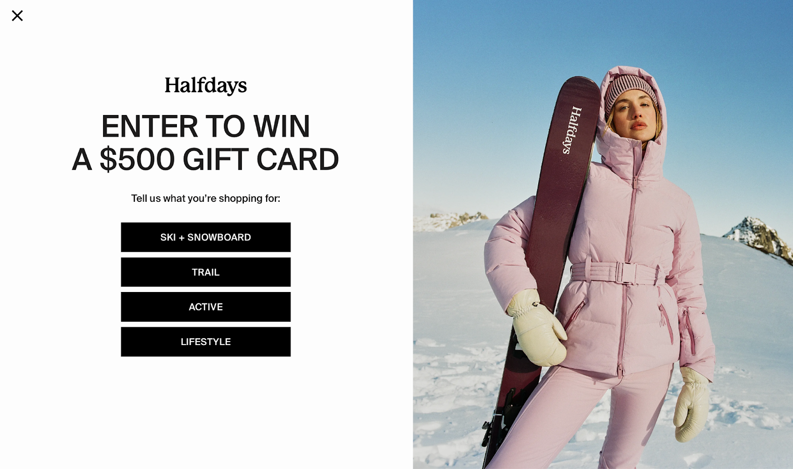 Full-screen popup by Halfdays