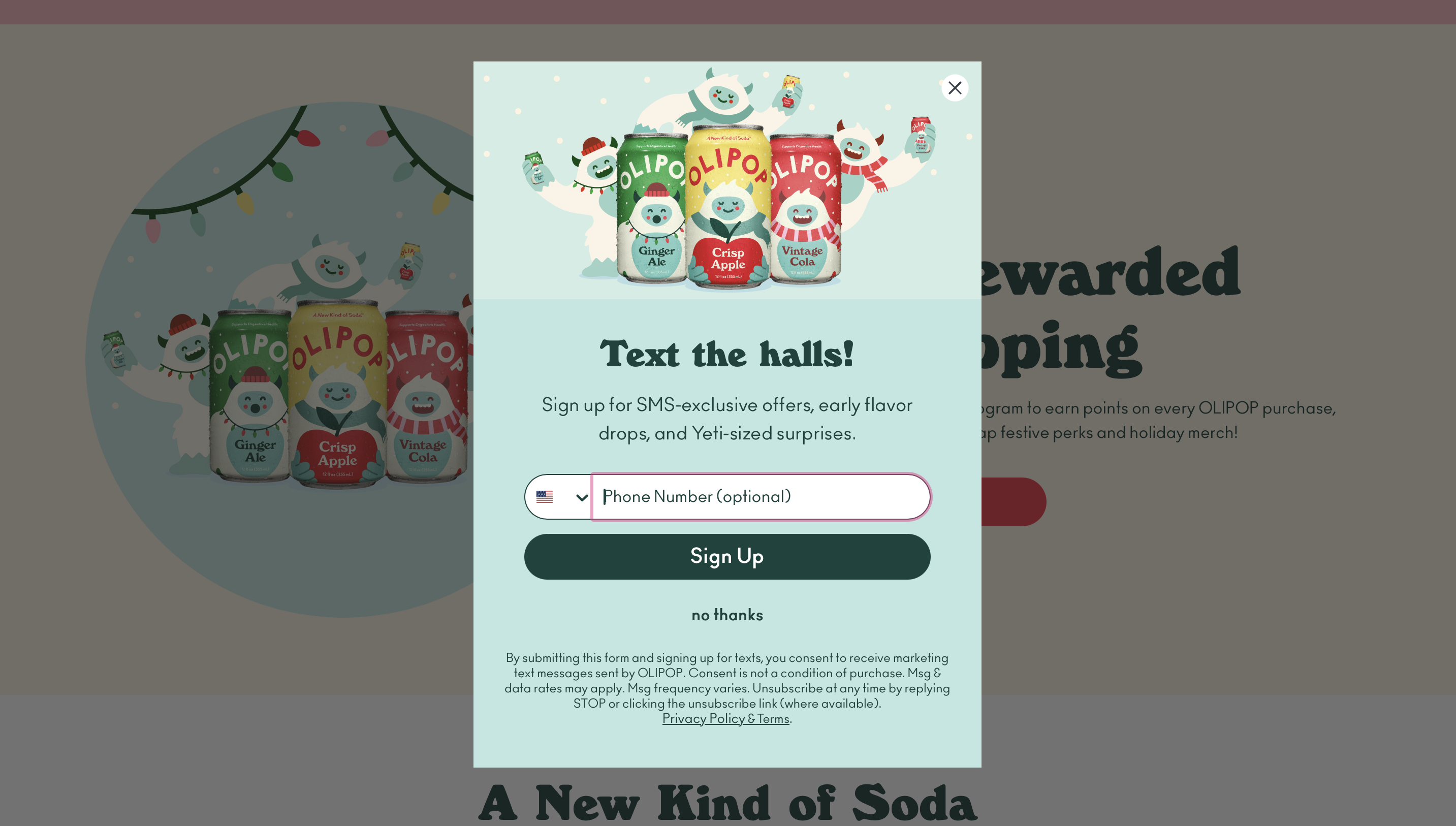 Olipop asks for your email and phone number