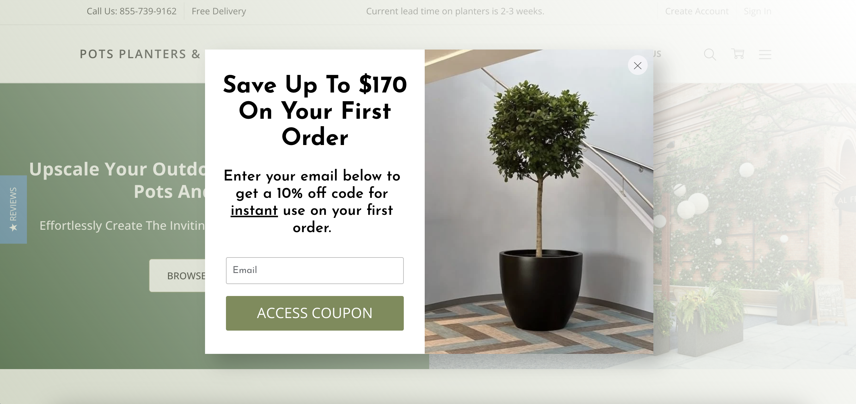Pots, Planters & More conversational email popup